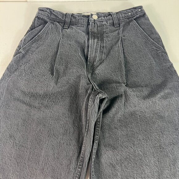 Abercrombie Fitch Jeans Women 27x29* High Rise Loose Pleated Black Denim Tag 27S - Picture 2 of 16